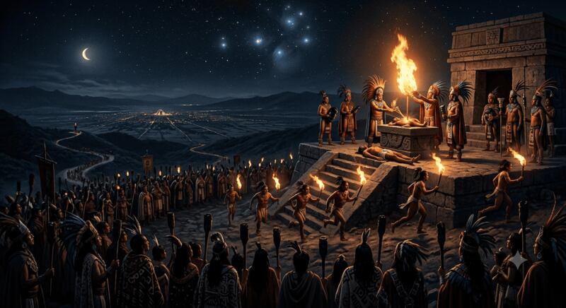 ritual del fuego nuevo, xiuhmolpilli, aztecas y mexicas