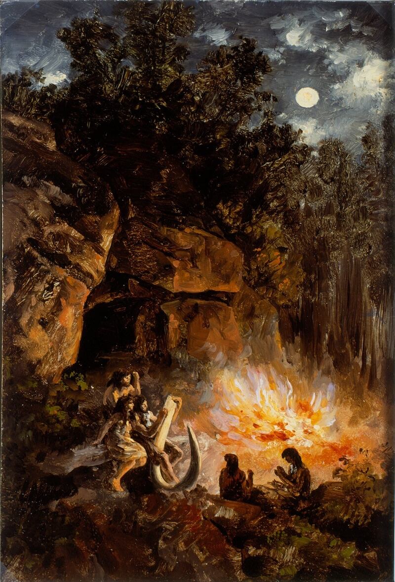 José María Velasco, Escena del periodo Cuaternario Paleolítico Superior, s.f.