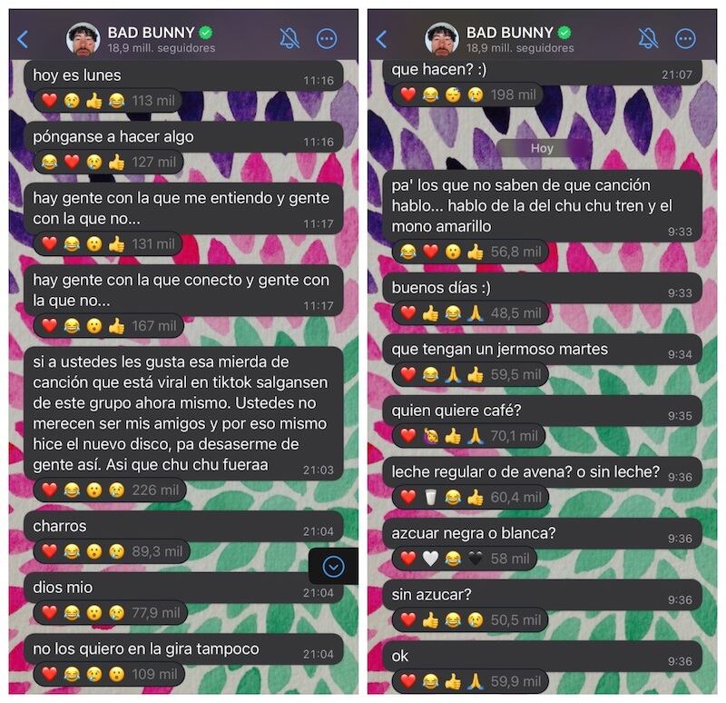 bad bunny canal de whatsapp enojado cancion ia