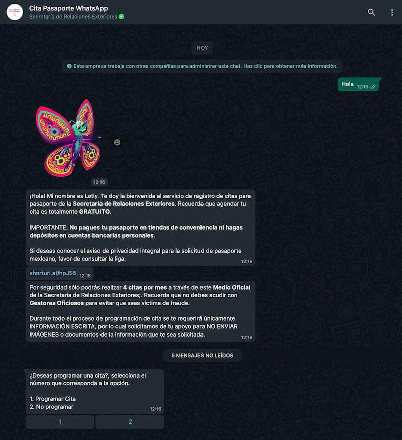 como agendar cita pasaporte whatsapp paso 1