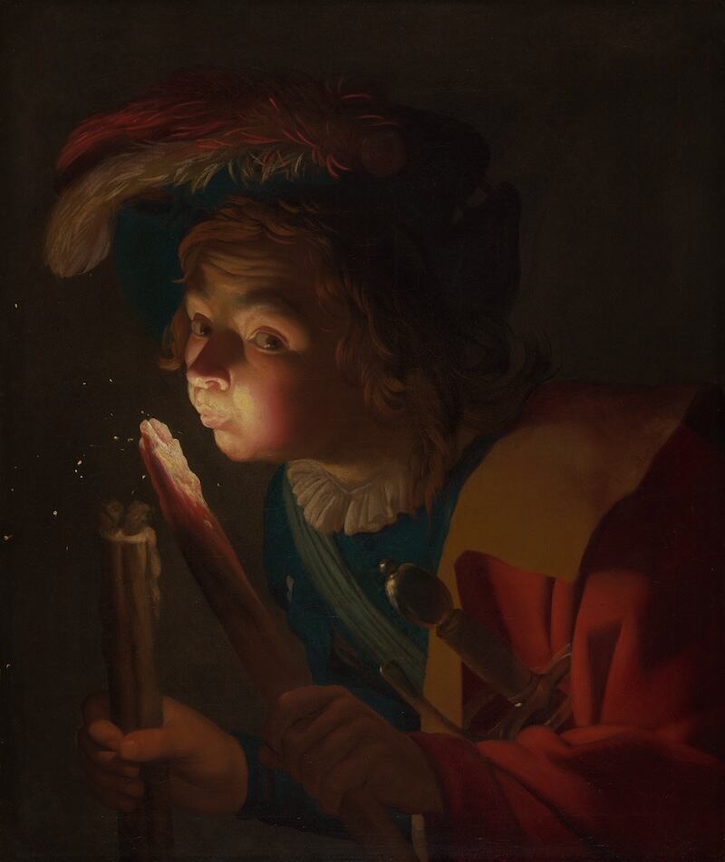 Gerrit van Honthorst, Un niño soplando una antorcha, 1621-1622.